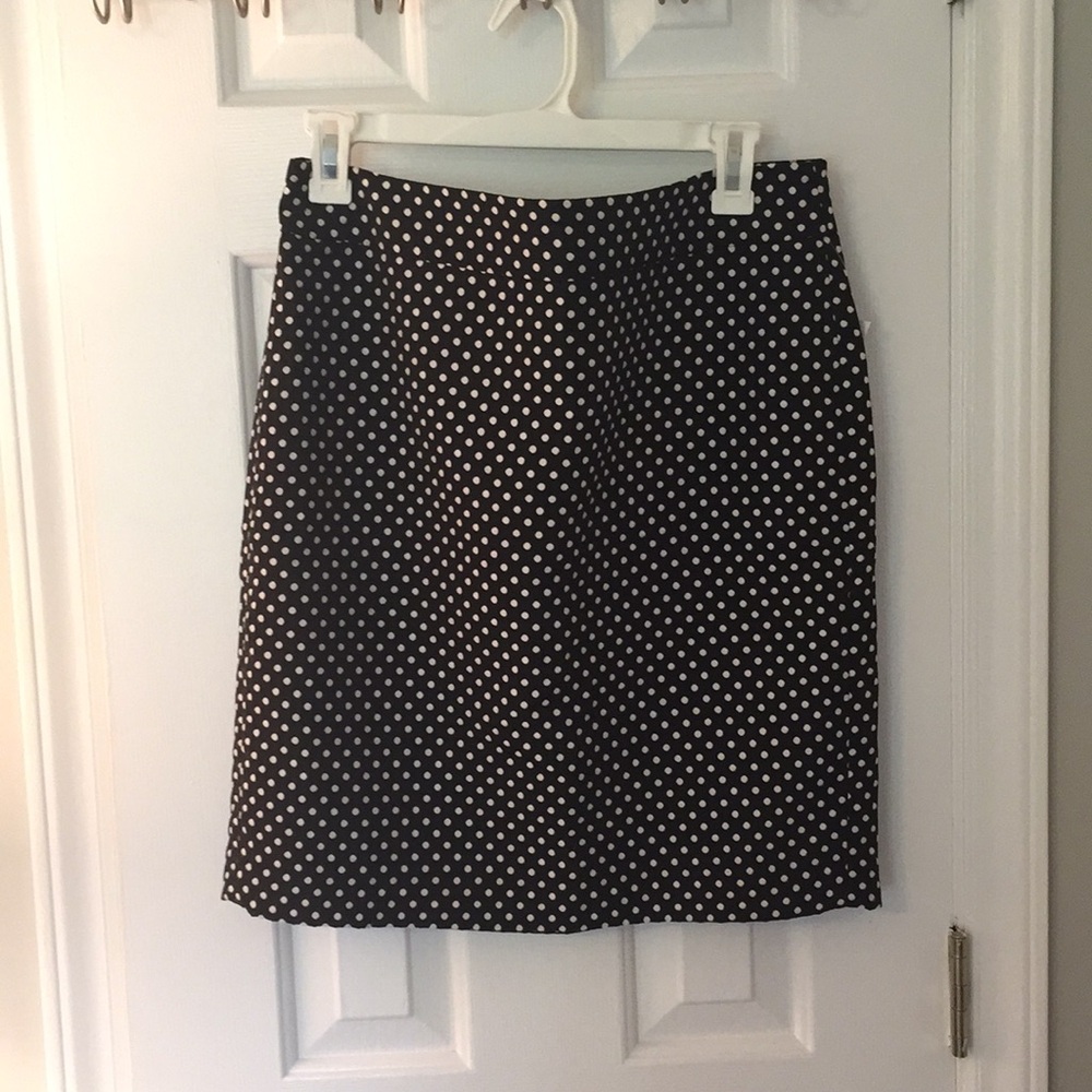 Ann Taylor Black and White Polka Dot Pencil Skirt